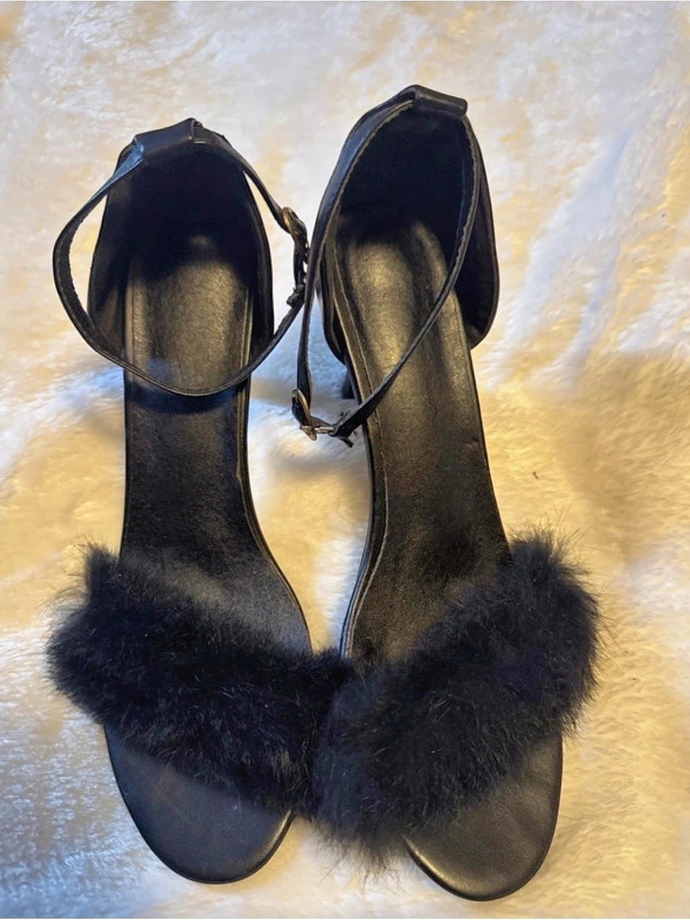Black Feather Heels US 8.5